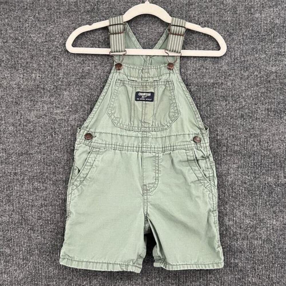 Oshkosh B'Gosh Overalls Shortalls 24 Months Olive Green Carpenter 100% Cotton